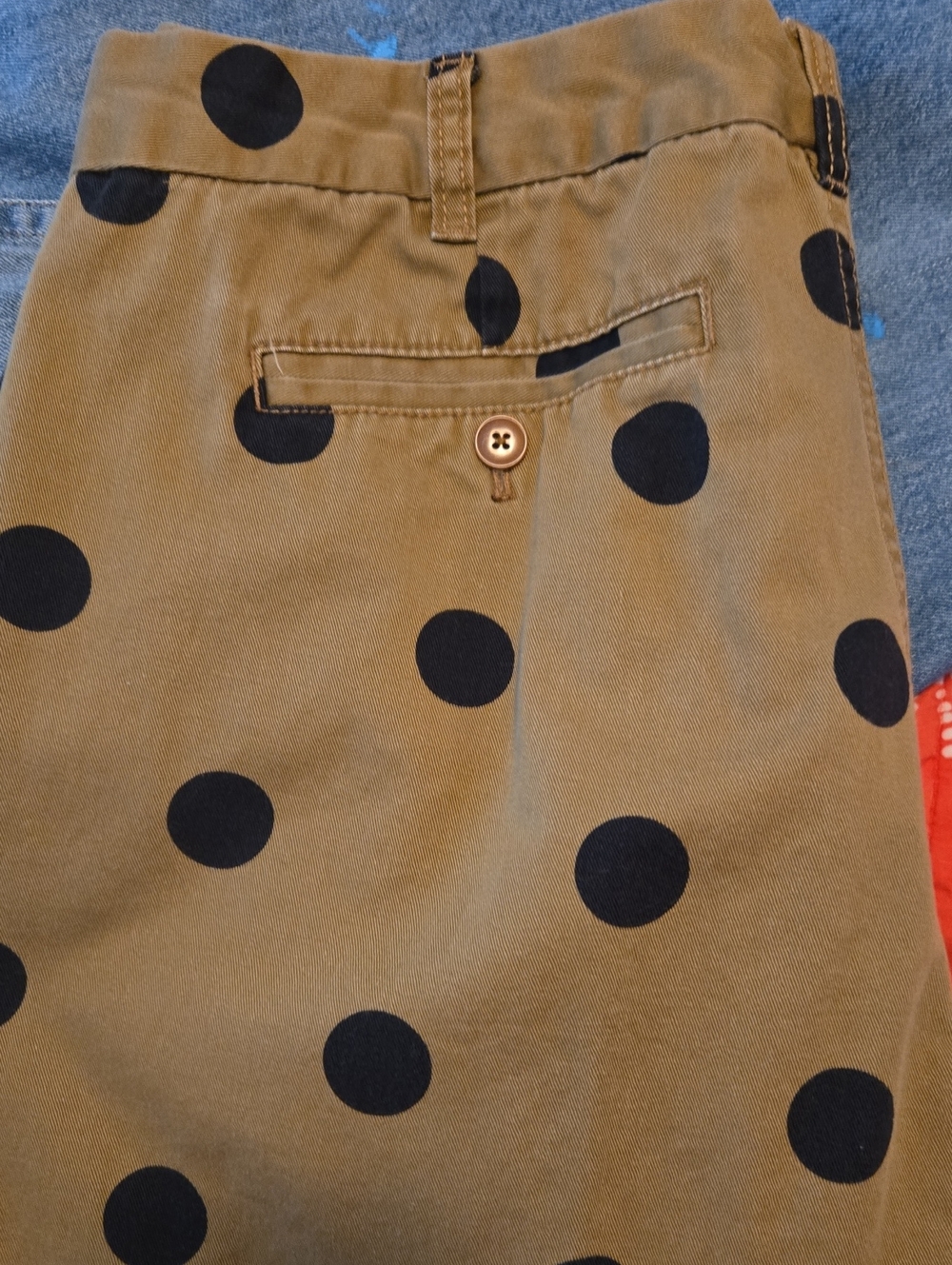 J Crew Boyfriend Chino Khaki With Black Polka Dots Size 16 - Picture 8 of 10